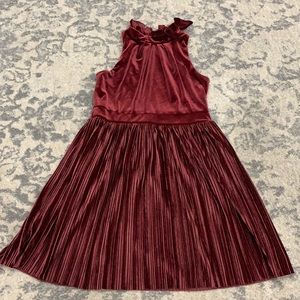 GB Girls Maroon Plum Velvet Dress with Bow size 12